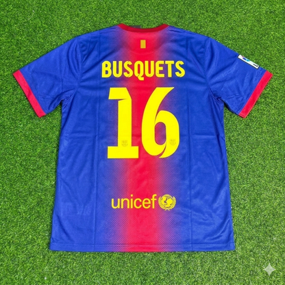 Sergio Busquets Barcelona 2012/2013 Retro Home Football Jersey Kit