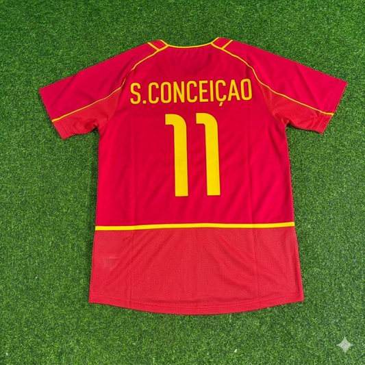 Sérgio Conceição #11 Portugal 2002 Retro Home Red Football Jersey Kit