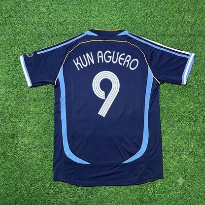Argentina World Cup 2006 Sergio Kun Agüero #9 Dark Blue Home Retro Football Jersey Kit