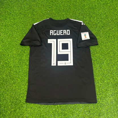 Argentina World Cup 2018 Sergio Kun Agüero Black Retro Football Jersey