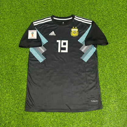 Argentina World Cup 2018 Sergio Kun Agüero Black Retro Football Jersey