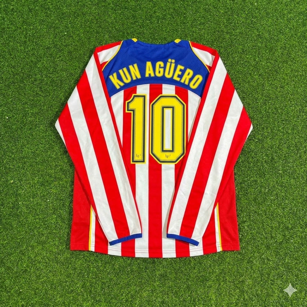 Sergio Kun Aguero #10 Atlético Madrid Spider-Man Long Sleeve Retro Football Jersey Kit