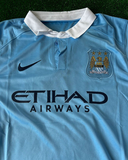 Sergio Kun Aguero Manchester City 2015 2016 Season Retro Football Jersey Kit