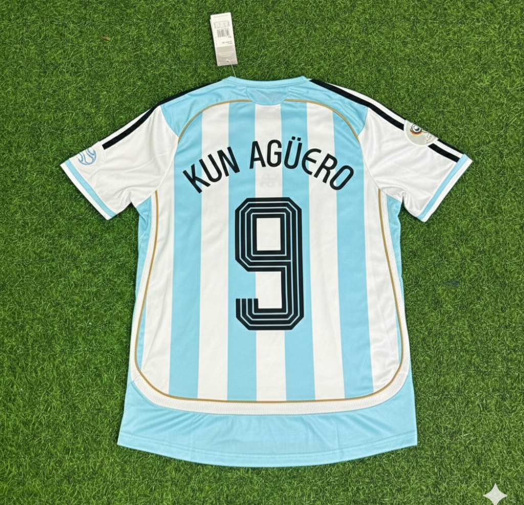 Sergio Kun Agüero Argentina Retro Football Jersey