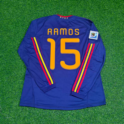 Spain World Cup 2010 Sergio Ramos Final Retro Long Sleeve Football Jersey