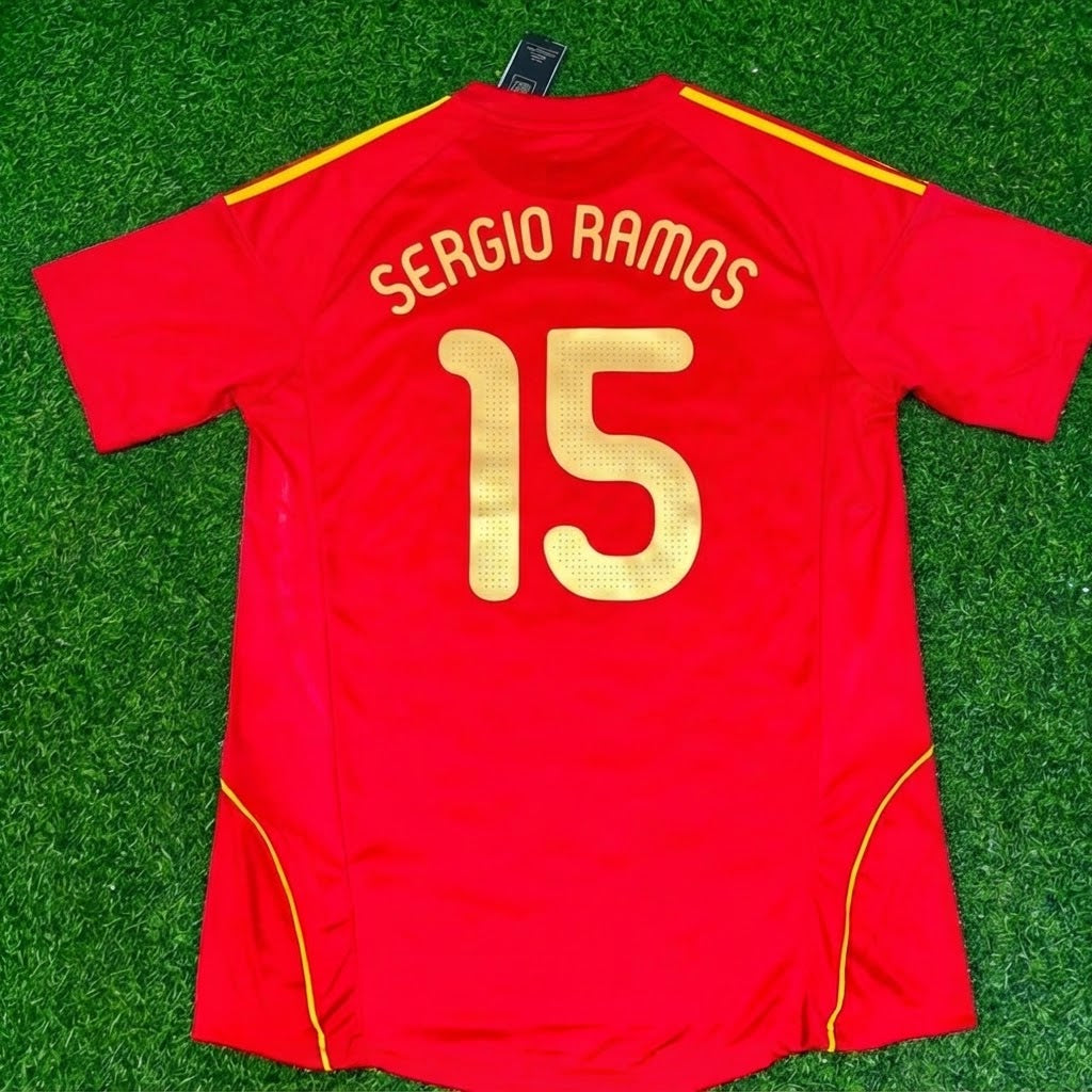 Sergio Ramos #15 Spain EURO 2008 Red Home Retro Football Jersey Paradise Edition