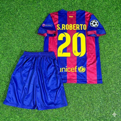Sergi Roberto #20 Barcelona 2015 Champions League Final Kids Retro Football Jersey