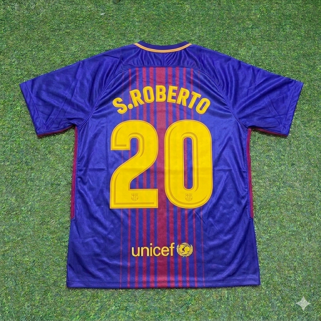 Sergio Roberto 20- Barcelona 2017/2018 Season Football Jersey Kit