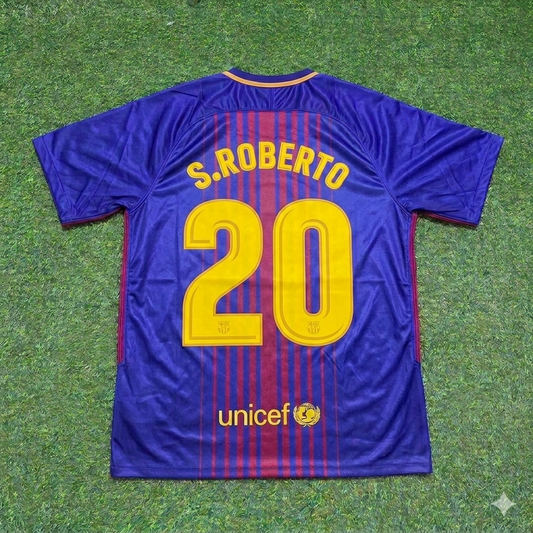Sergio Roberto 20- Barcelona 2017/2018 Season Football Jersey Kit