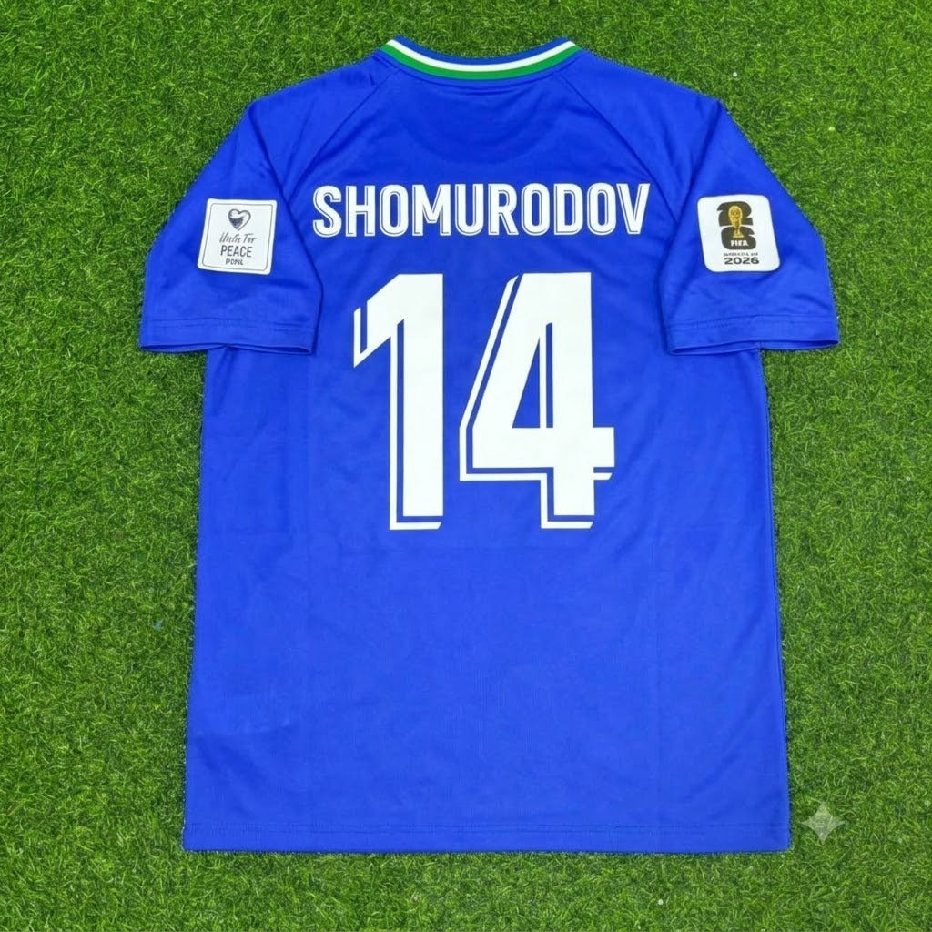 Uzbekistan World Cup 2026 Eldor Shomurodov Blue Football Jersey