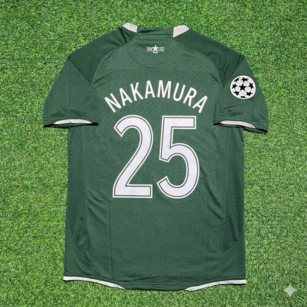 Shunsuke Nakamura #25 Celtic 2007 2008 Home Retro Football Jersey Kit