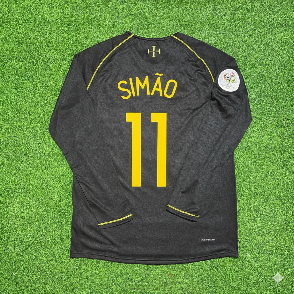 Portugal World Cup 2006 Simão Sabrosa Long Sleeve Black Retro Football Jersey