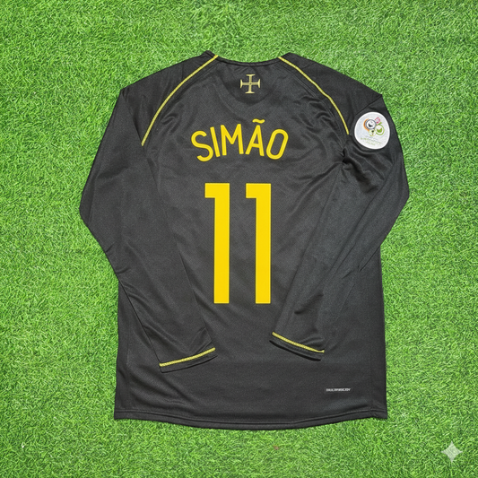 Portugal World Cup 2006 Simão Sabrosa Long Sleeve Black Retro Football Jersey