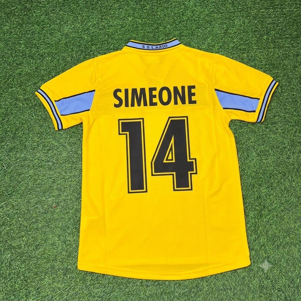 Diego Simeone Lazio 1998-2000 Yellow Retro Football Jersey Kit