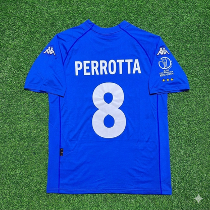 Italy World Cup 2002 Simone Perrotta #8 Home Retro Football Jersey