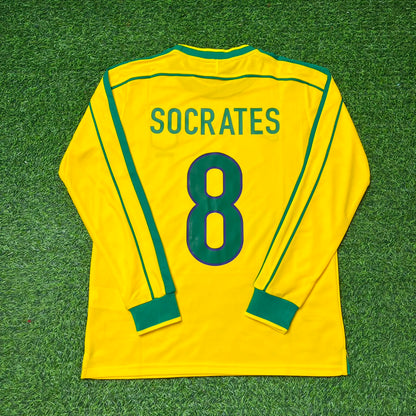 Sócrates #8- Brazil Long Sleeve Retro Football Jersey Kit Shirt