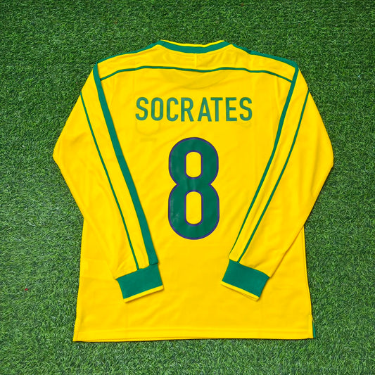 Sócrates #8- Brazil Long Sleeve Retro Football Jersey Kit Shirt