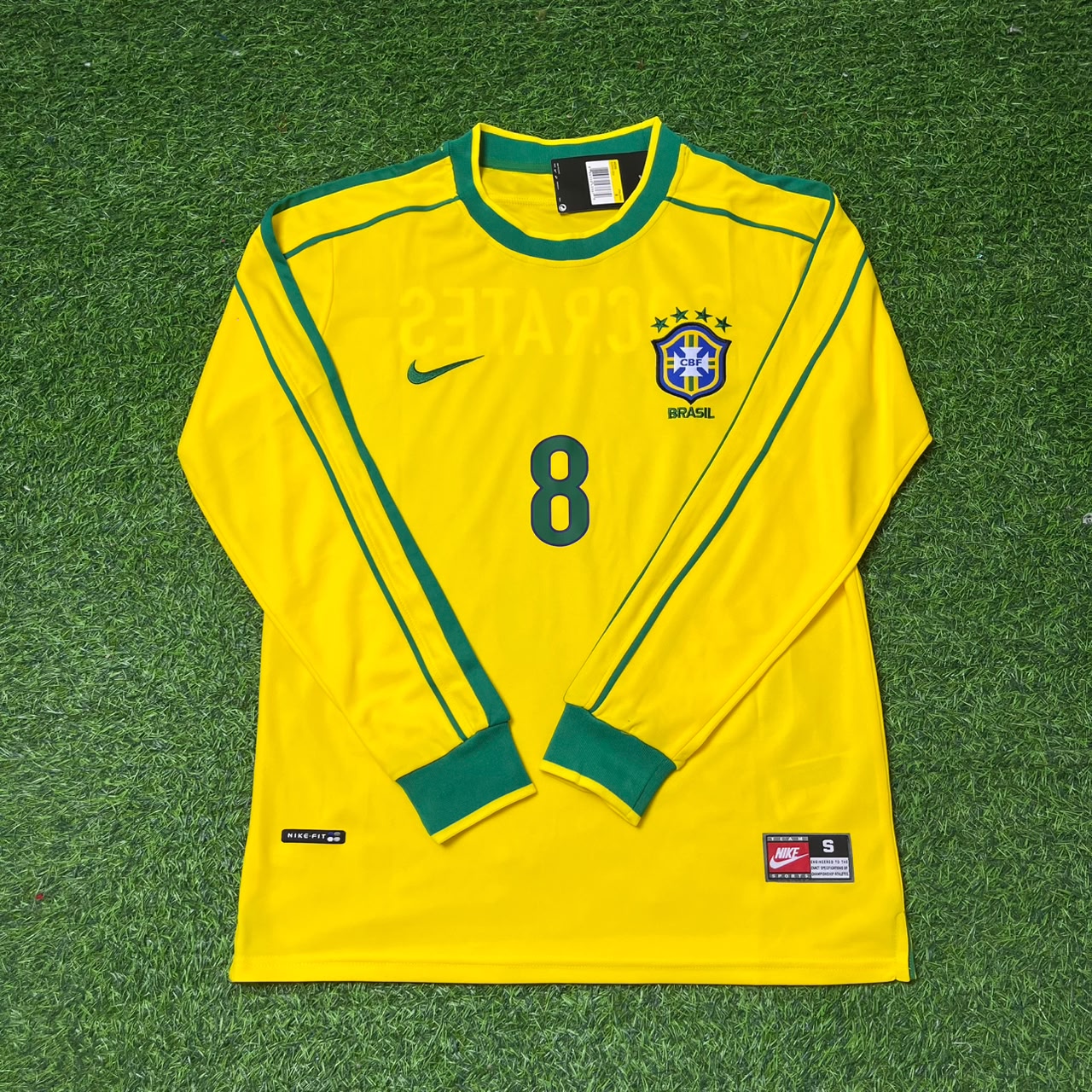 Sócrates #8- Brazil Long Sleeve Retro Football Jersey Kit Shirt