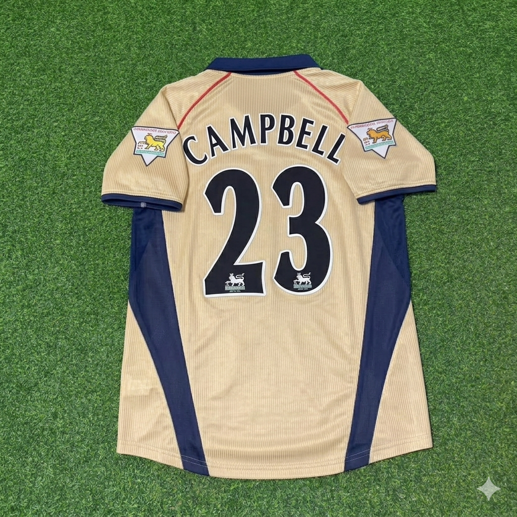 Sol Campbell #23 Arsenal 2001-2002 Away Golden Retro Football Jersey