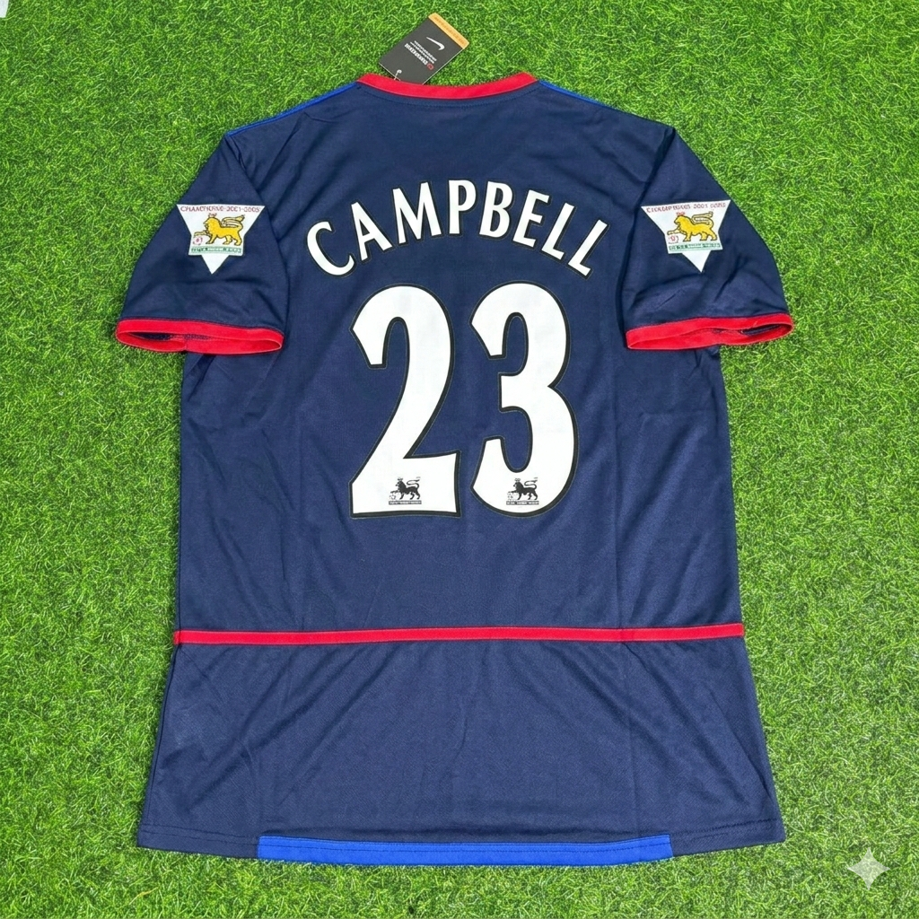 Sol Campbell 23- Arsenal 2002-2004 Black Blue o2 Retro Football Jersey Kit