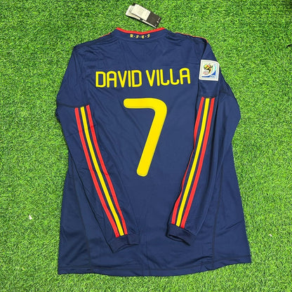 Spain 2010 World Cup David Villa - Retro Away Football Jersey front view