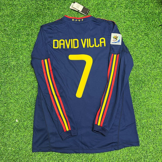 Spain 2010 World Cup David Villa - Retro Away Football Jersey front view