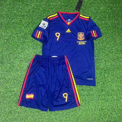 Spain 2010 World Cup Fernando Torres Retro Kids Football Jersey back view