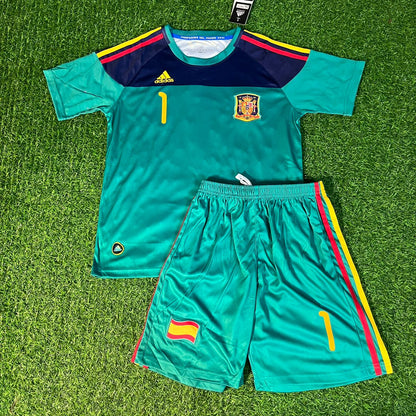 Spain World Cup 2010 Iker Casillas Kids Final Retro Goalkeeper Football Jersey
