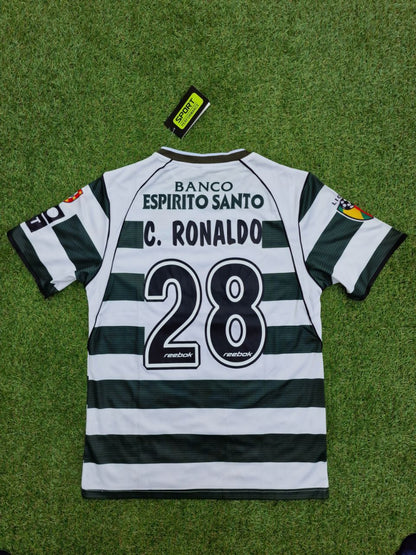 Sporting CP Lisbon Cristiano Ronaldo Number 28 Vintage Football Jersey Kit