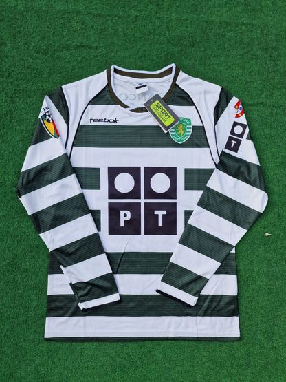 Cristiano Ronaldo Sporting Lisbon 2001 2003 First Season Long Sleeve Retro Football Jersey Kit