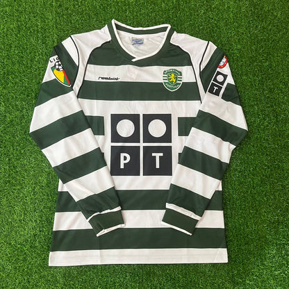 Cristiano Ronaldo Sporting Lisbon 2001 2003 First Season Long Sleeve Retro Football Jersey Kit