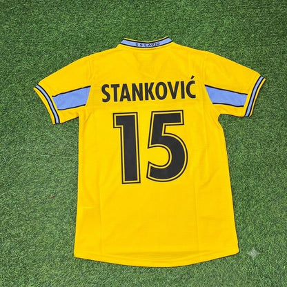 Dejan Stankovic Lazio 1998-2000 Yellow Retro Football Jersey Kit