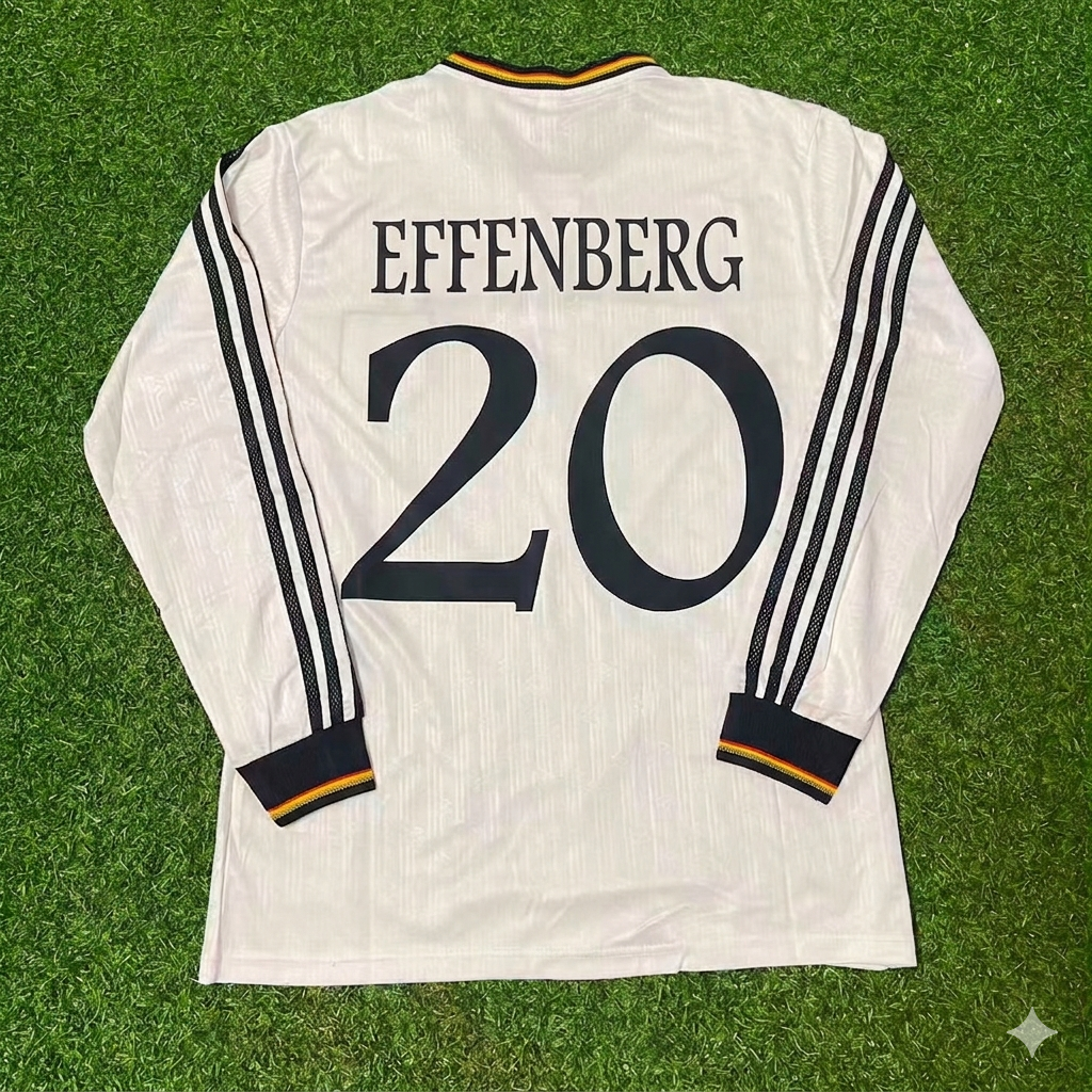 Germany EURO 1996 Stefan Effenberg #20 Final Home Long Sleeve Retro Football Jersey Kit