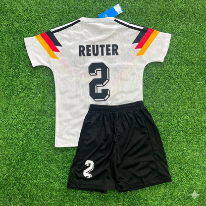 Germany World Cup 1990 Stefan Reuter 2- Deutschland Retro Kids Football Jersey - Deutschland Retro Kinder WM 1990