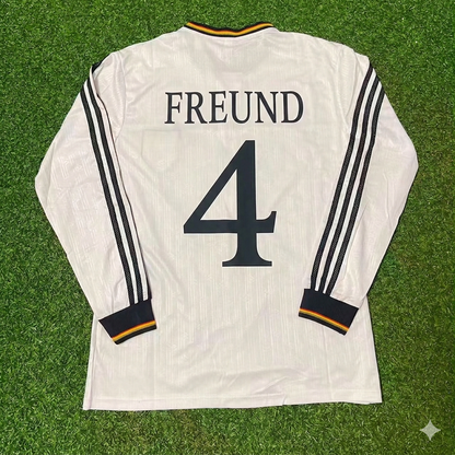 Germany EURO 1996 Steffen Freund #4 Final Home Long Sleeve Retro Football Jersey Kit