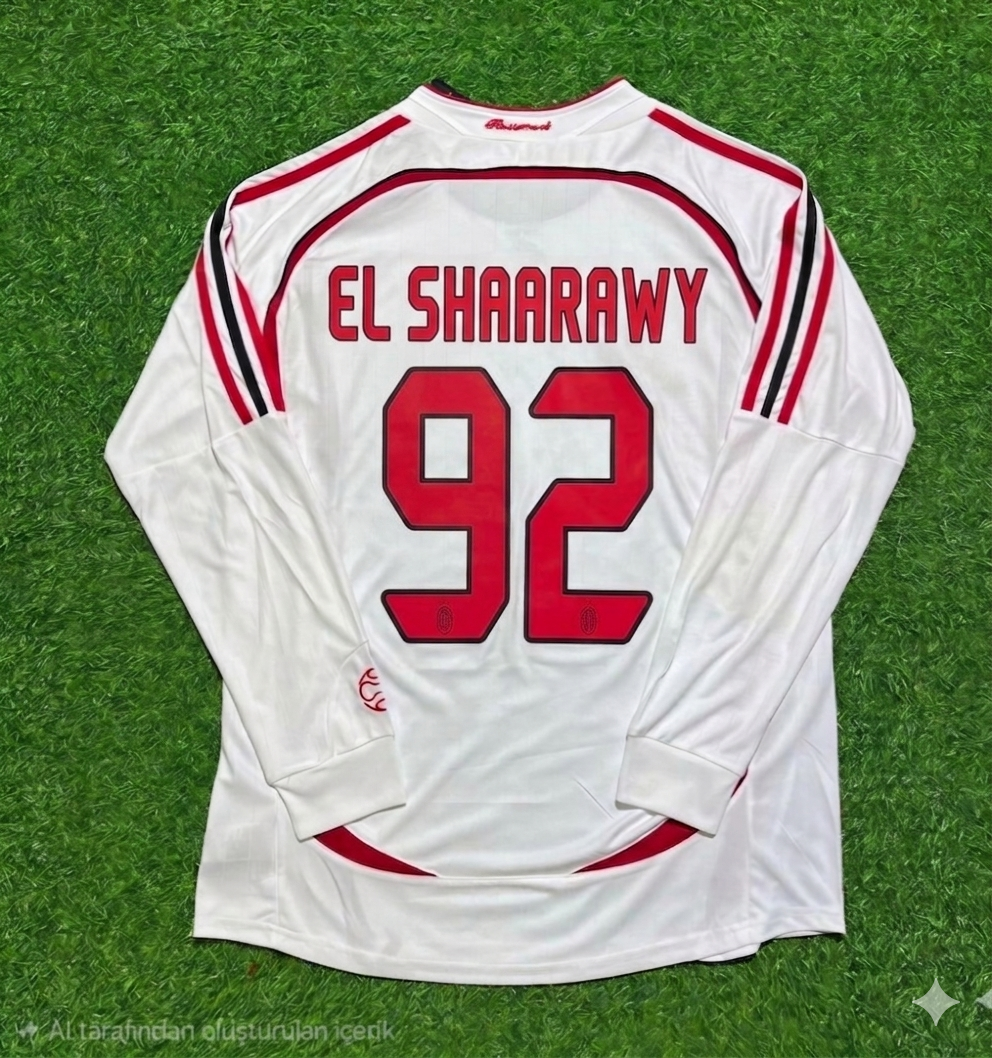 Stephen El Shaarawy #92 AC Milan Away White Long Sleeve Retro Football Jersey