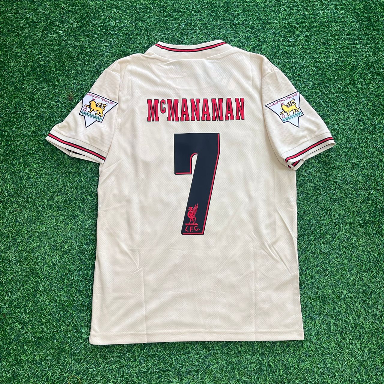 Steve McManaman Liverpool 1996 1997 Retro Away White Retro Football Jersey
