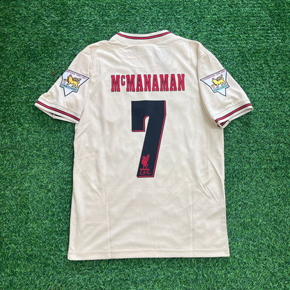 Steve McManaman Liverpool 1996 1997 Retro Away White Retro Football Jersey