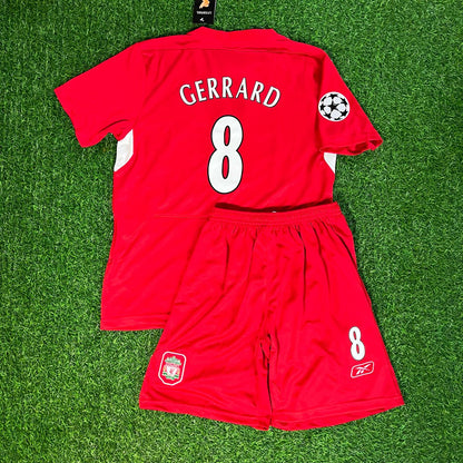 Steven Gerrard 8 Liverpool 2005 Champions League Final Istanbul Kids Football Jersey Kit for Children Personnalisable