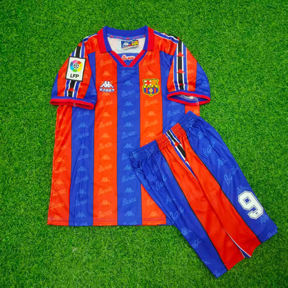 The Phenomenon Ronaldo Nazário R9 Barcelona 1996/1997 Kids Retro Football Jersey Kit
