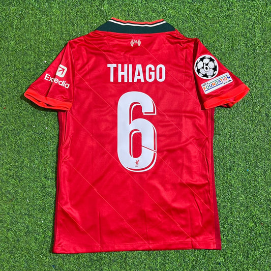Thiago Alcantara #6 Liverpool 2022 Champions League Final Home Retro Football Jersey Kit
