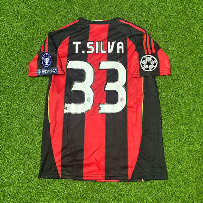 Thiago Silva #33 AC Milan 2010-2011 Home Retro Football Jersey Kit