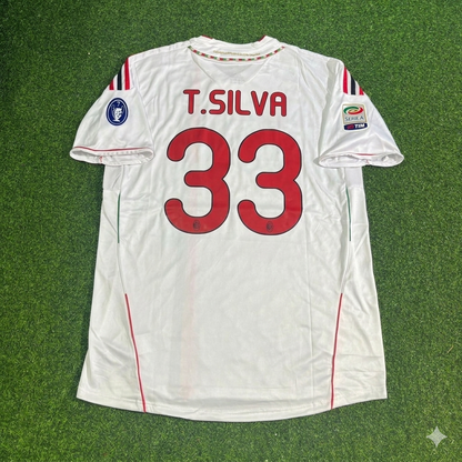 Thiago Silva #33 Milan 2011-2012 White Away Retro Football Jersey Kit