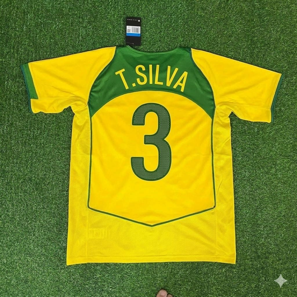 Thiago Silva 3 Brazil Retro Football Jersey Kit