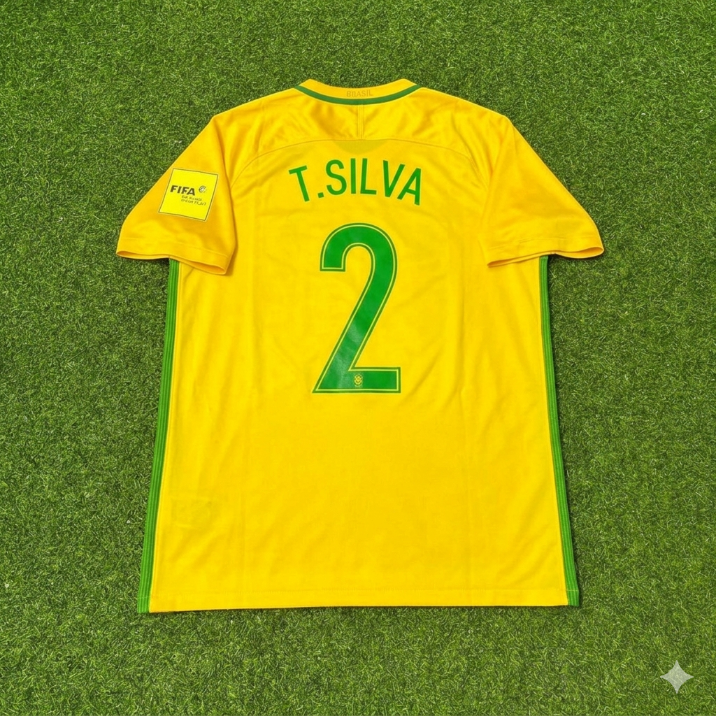 Brazil World Cup 2018 Thiago Silva #2 Home Football Jersey