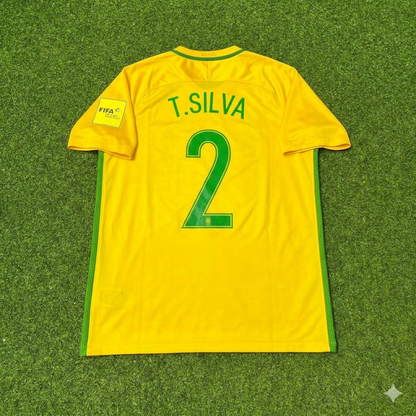 Brazil World Cup 2018 Thiago Silva #2 Home Football Jersey