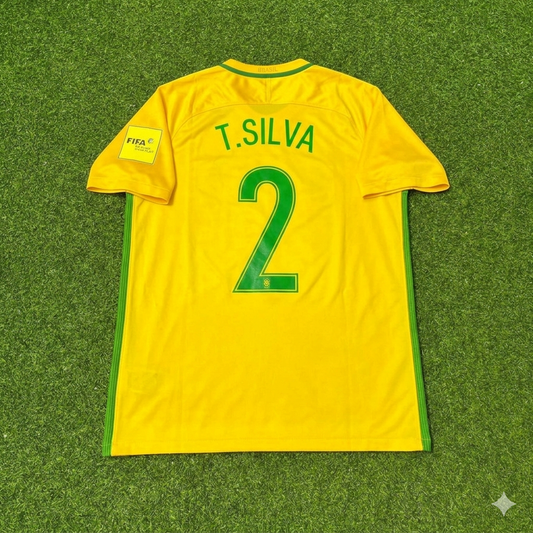 Brazil World Cup 2018 Thiago Silva #2 Home Football Jersey