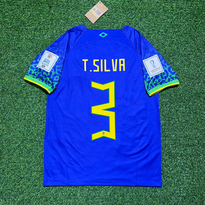 Brazil World Cup 2022 Thiago Silva Retro Football Jersey