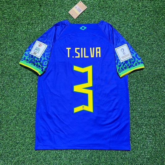 Brazil World Cup 2022 Thiago Silva Retro Football Jersey