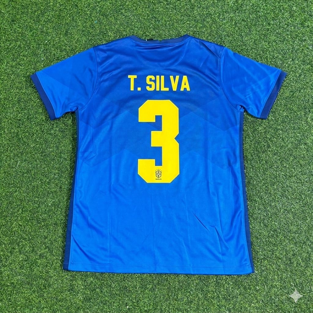 Thiago Silva Brazil 2021 Copa America Blue Football Jersey Kit